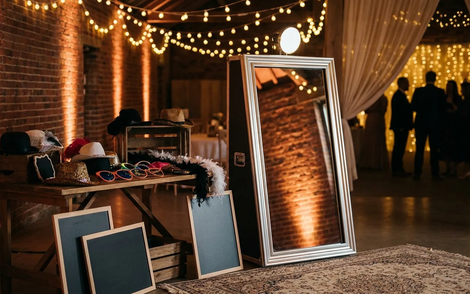 A sleek full-length mirror photo booth in a styled Adelaide venue